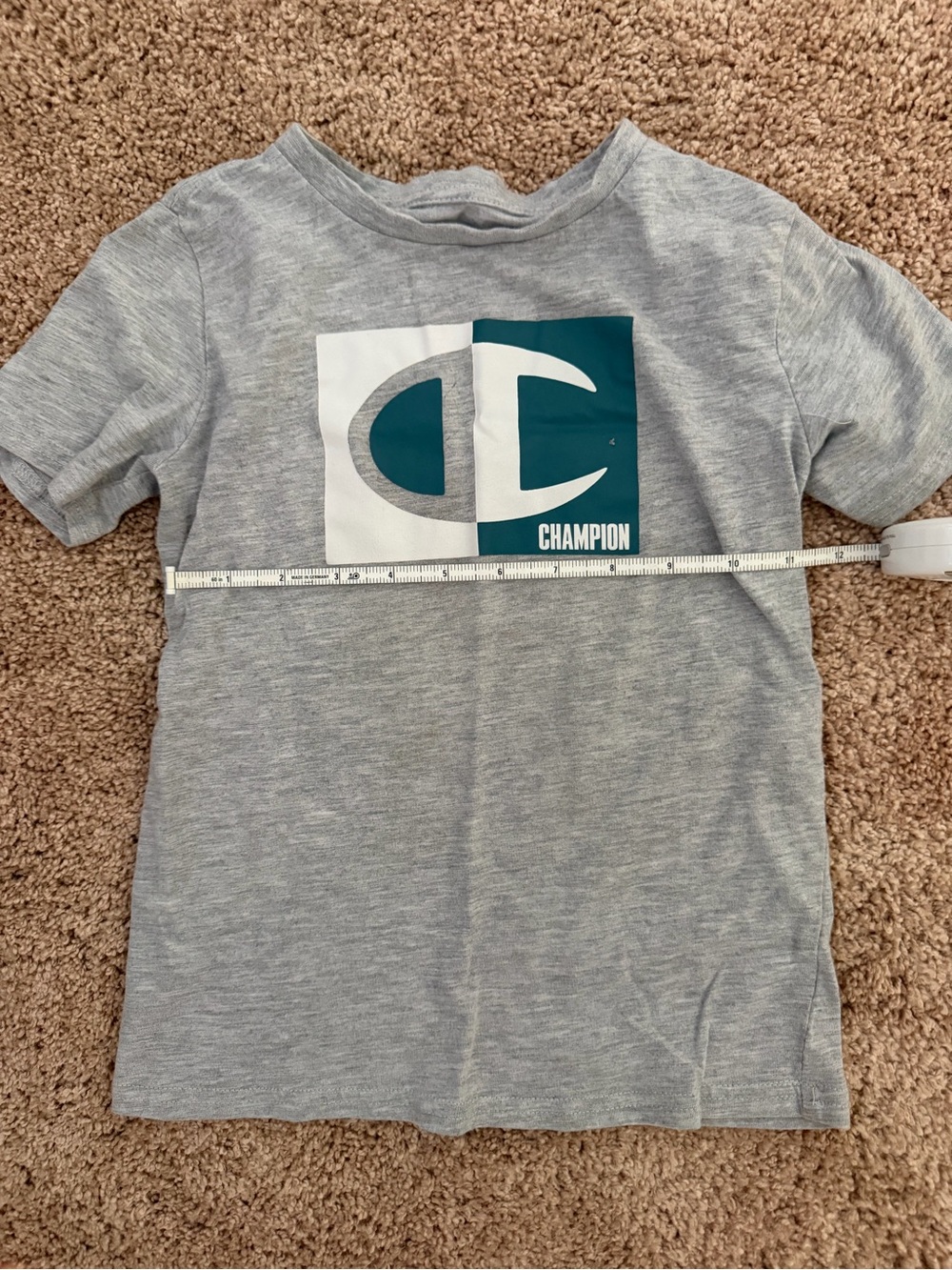 Champion Kids Boys Size 6 Gray Graphic Short Sleeve T-Shirt Crew Neck Heathered - Picture 8 of 9